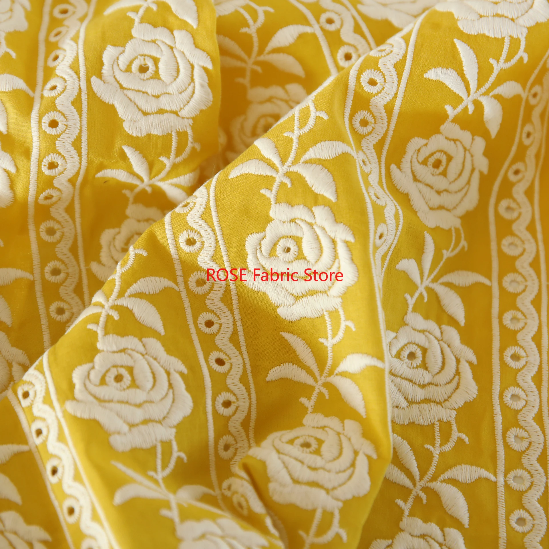 French Cotton Yellow Rose Heav - Embroidery Yellow Dress avaliação e preço