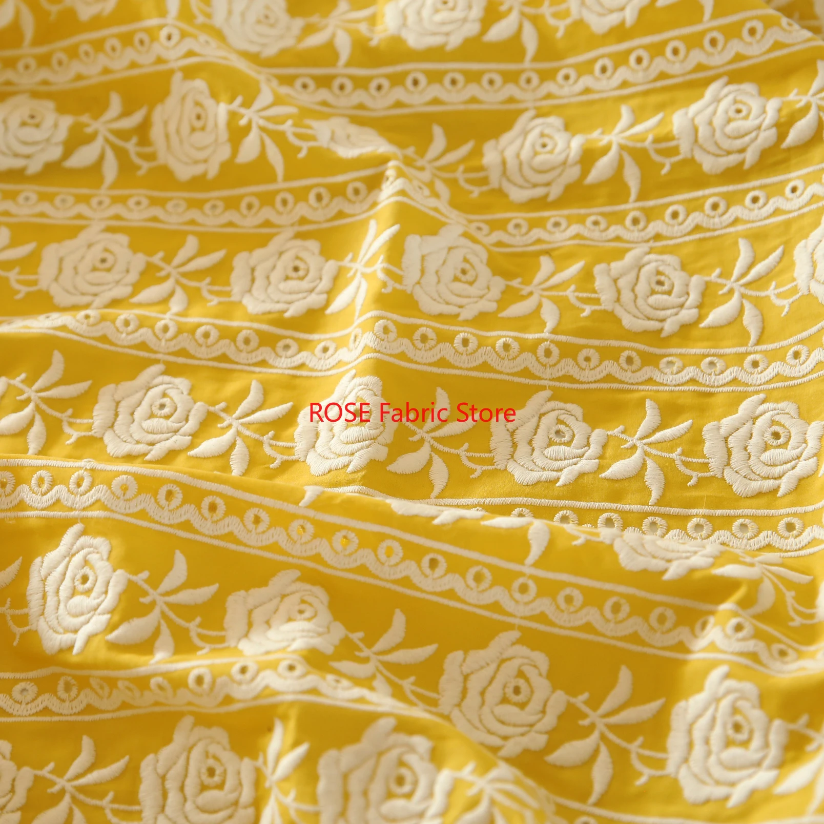 French Cotton Yellow Rose Heav - Embroidery Yellow Dress avaliação e preço