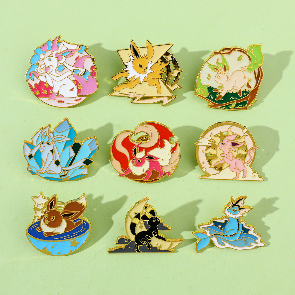 Anime Eeveelution Eevee Enamel - Embroidery Illustration avaliação e preço