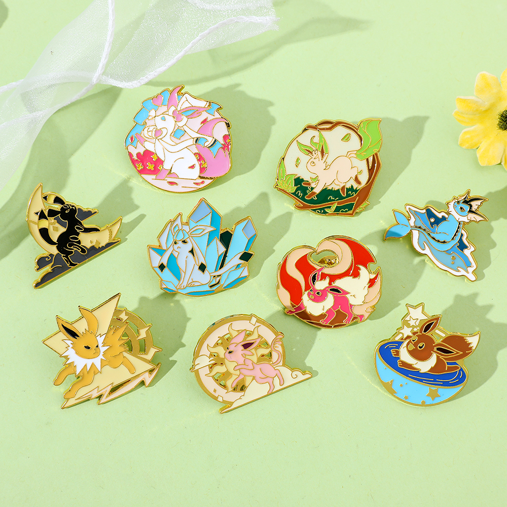 Anime Eeveelution Eevee Enamel - Embroidery Illustration avaliação e preço