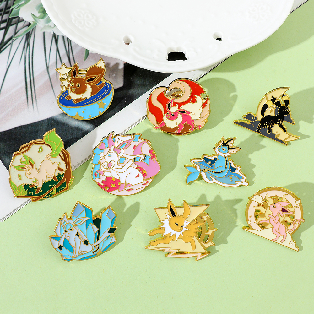 Anime Eeveelution Eevee Enamel - Embroidery Illustration avaliação e preço