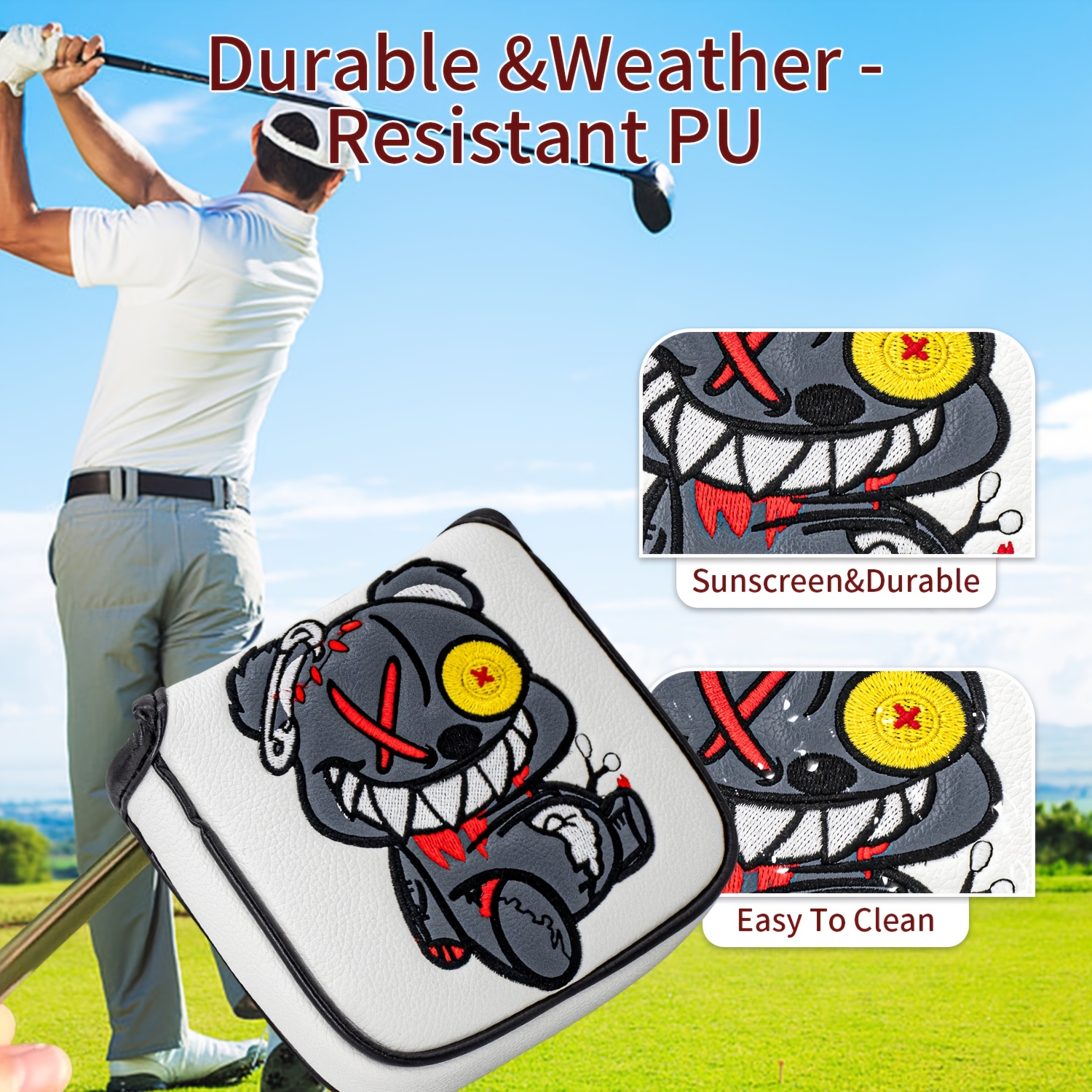 1pc Monocled Bear Design Golf  - Embroidery Design avaliação e preço