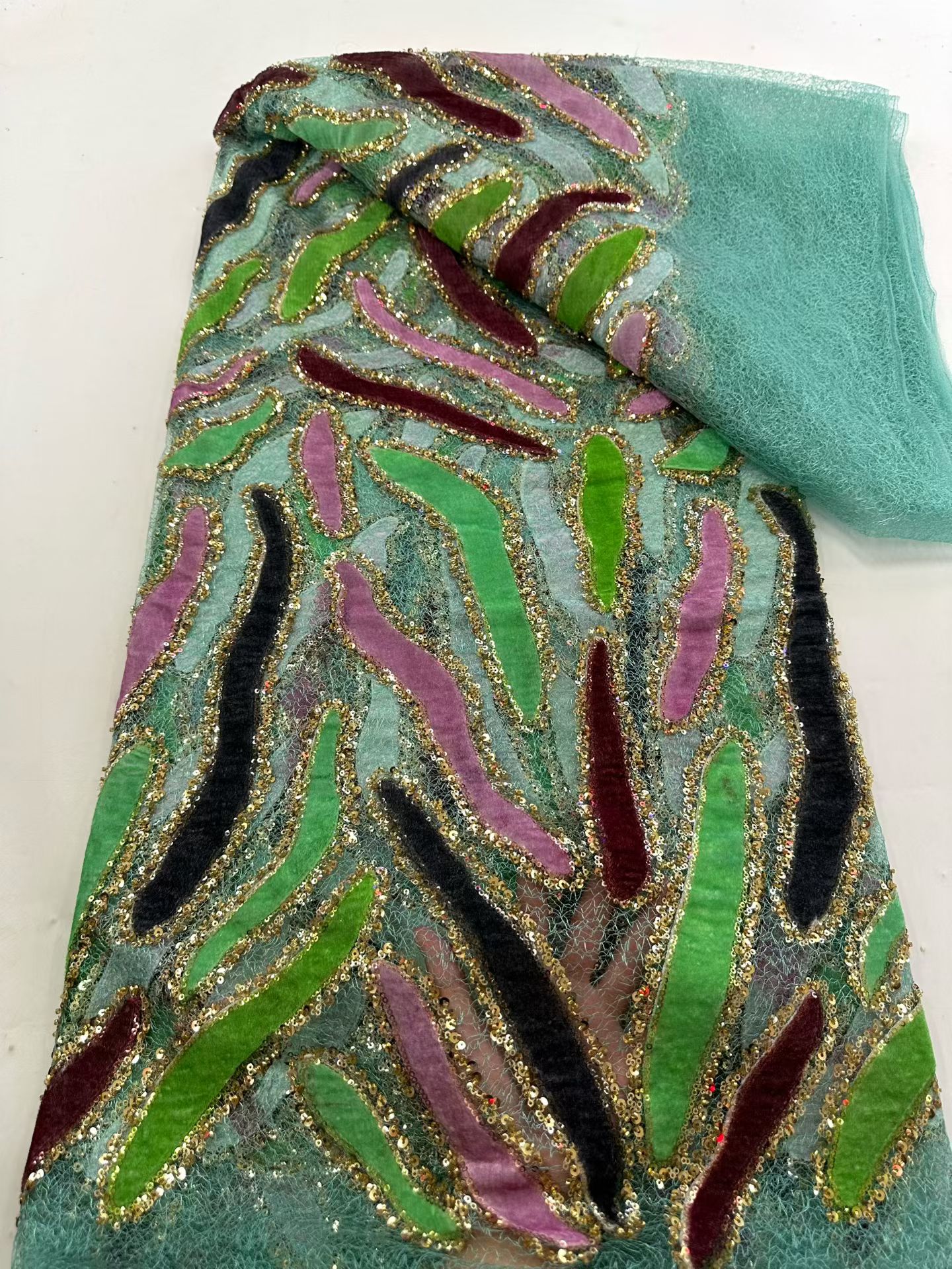 Latest African Sequins Lace Fa - Embroidery Gradient avaliação e preço