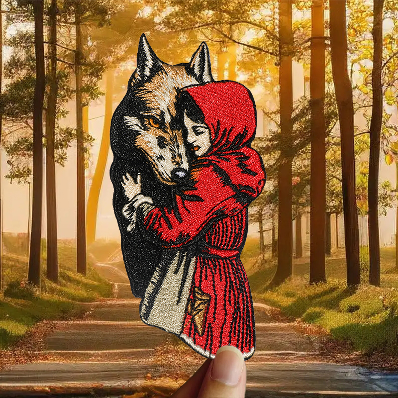 1PC Girl & Wolf Embroidered Pa - Embroidery Hat Machine avaliação e preço