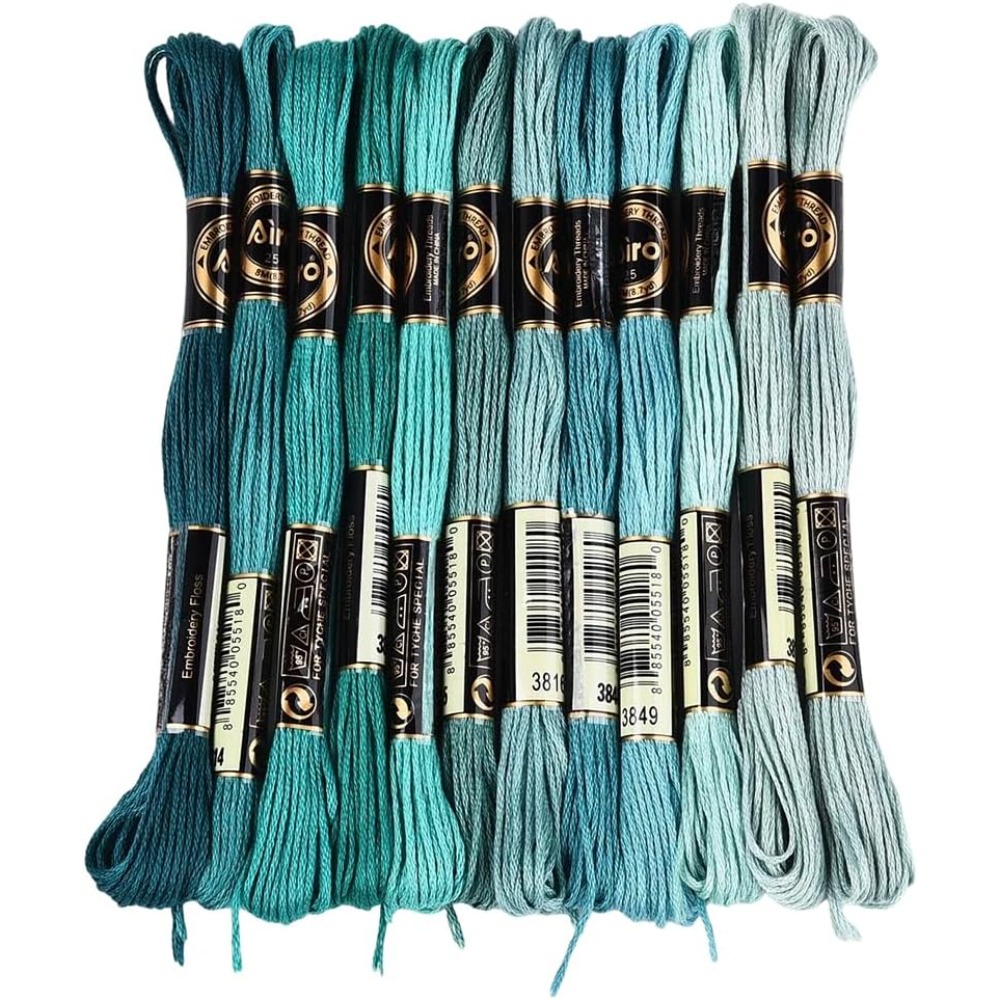 12 Skeins 6 Strands Green Embr - Embroidery Gradient avaliação e preço
