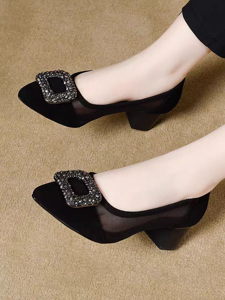 Elegant Pointed Toe Mesh Block - Embroidery Flat Shoes avaliação e preço