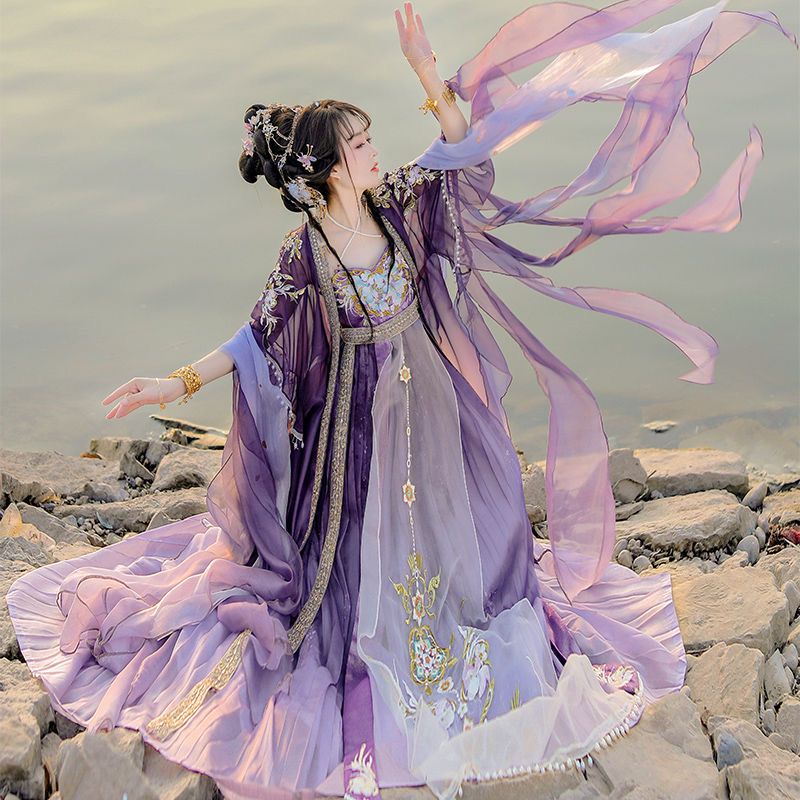 Chinese Hanfu Dress Women Trad - Embroidery Yellow Dress avaliação e preço