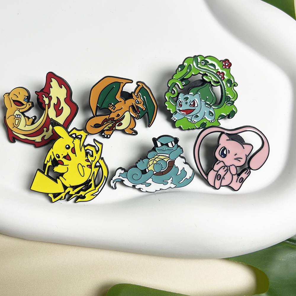 6pcs Anime Pins Set Pokemon En - Embroidery Tulle avaliação e preço