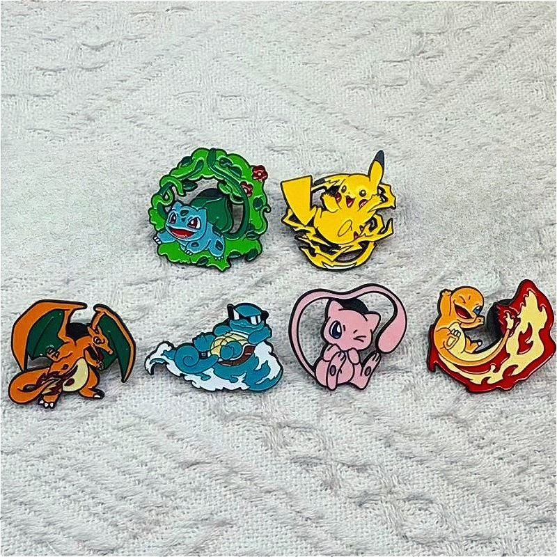 6pcs Anime Pins Set Pokemon En - Embroidery Tulle avaliação e preço